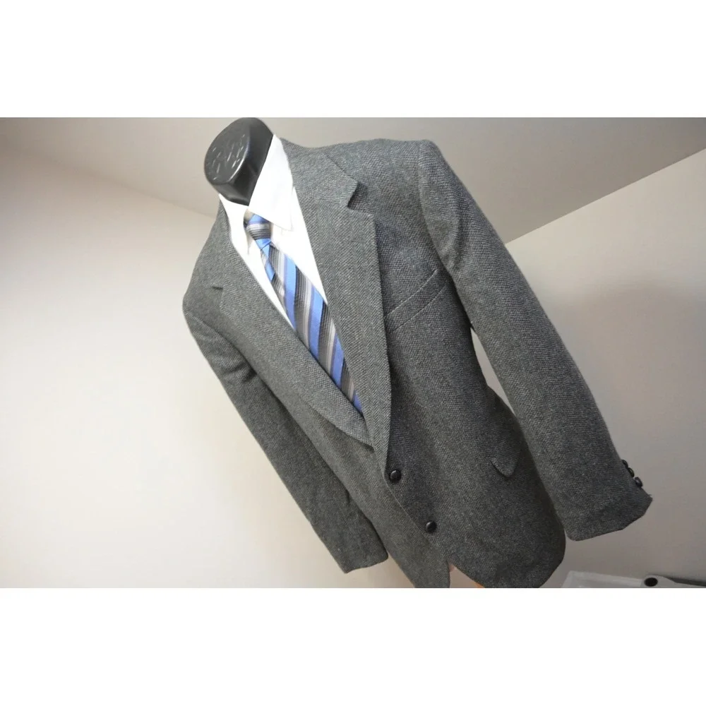 American Trend Tweed Blazer Mens 50L Gray Herringbone 2 BTN‎ Sport Coat EUC